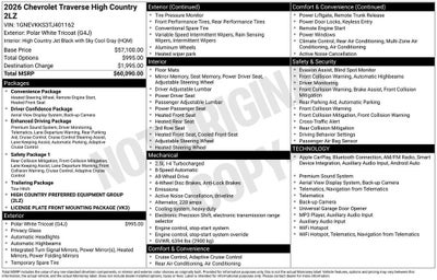 2026 Chevrolet Traverse High Country