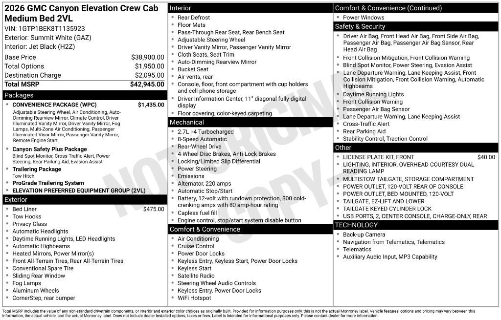2026 GMC Canyon Elevation