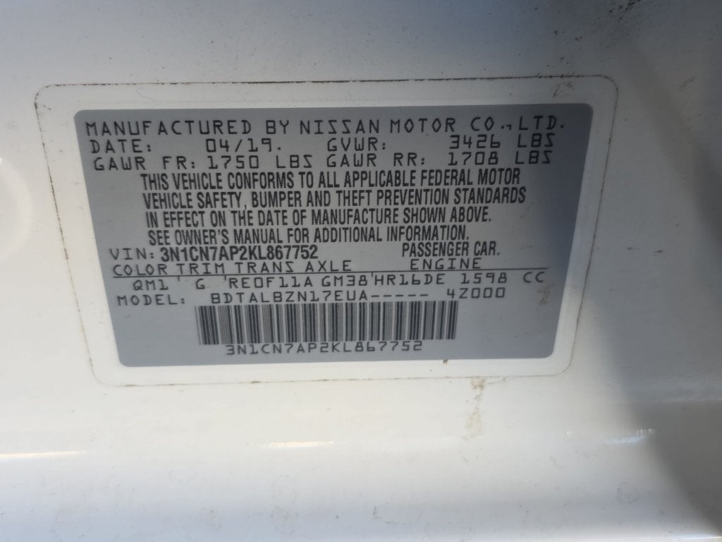 2019 Nissan Versa Sedan SV