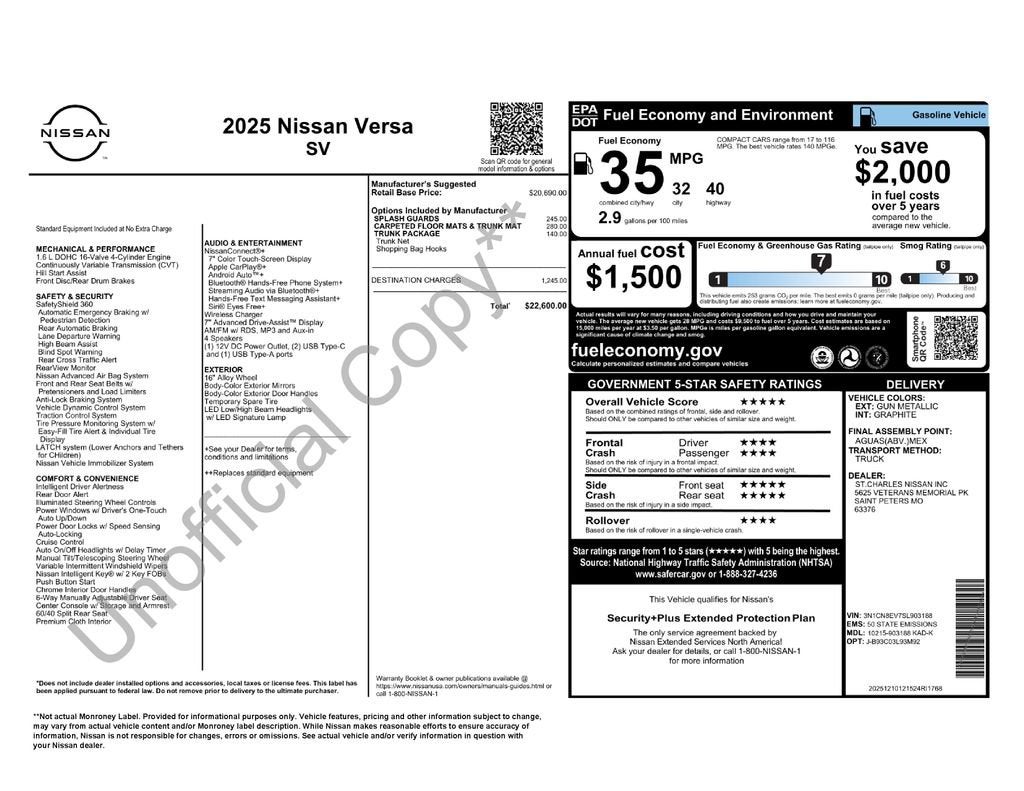 2025 Nissan Versa SV