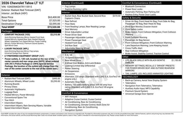 2026 Chevrolet Tahoe LT