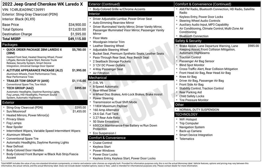 2022 Jeep Grand Cherokee WK Laredo X