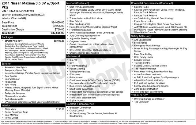 2011 Nissan Maxima 3.5 SV