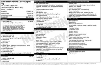 2011 Nissan Maxima 3.5 SV
