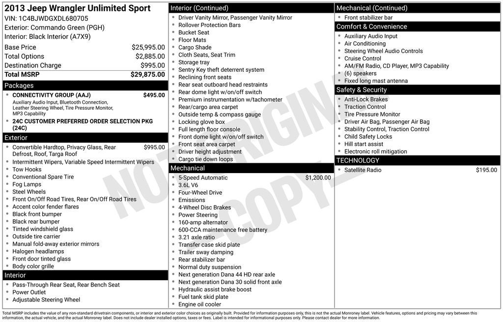 2013 Jeep Wrangler Unlimited Sport