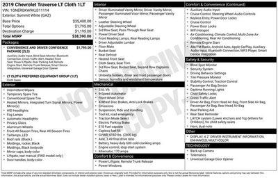 2019 Chevrolet Traverse LT Cloth w/1LT