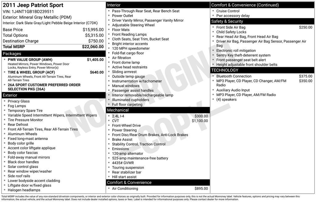 2011 Jeep Patriot Sport