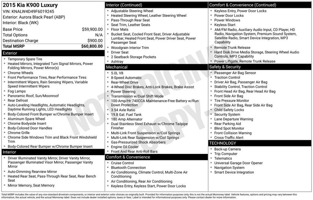 2015 Kia K900 Luxury