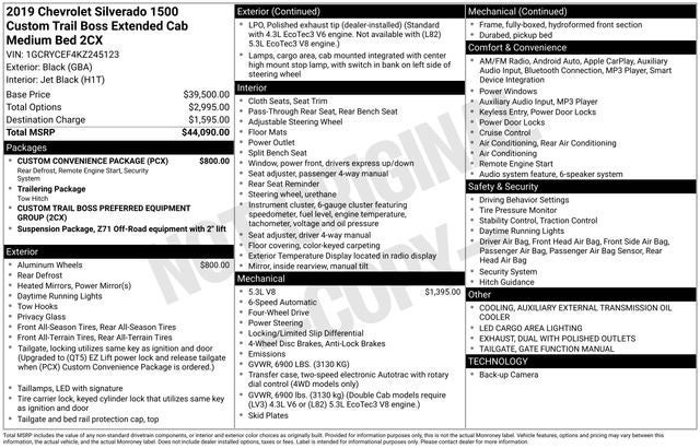 2019 Chevrolet Silverado 1500 Custom Trail Boss
