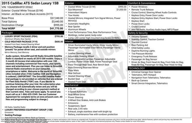 2015 Cadillac ATS Sedan Luxury RWD