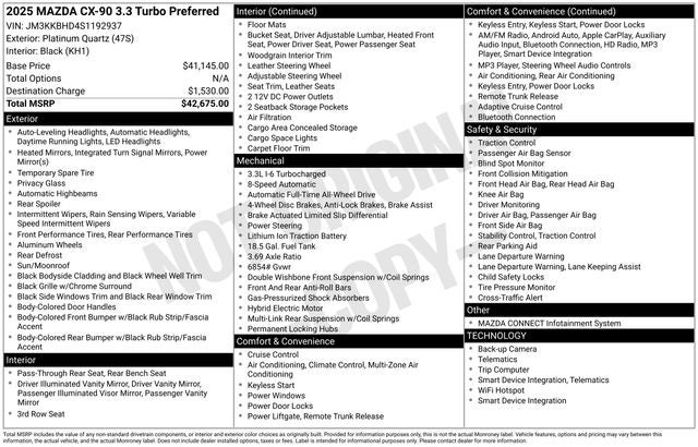 2025 Mazda Mazda CX-90 Preferred Package