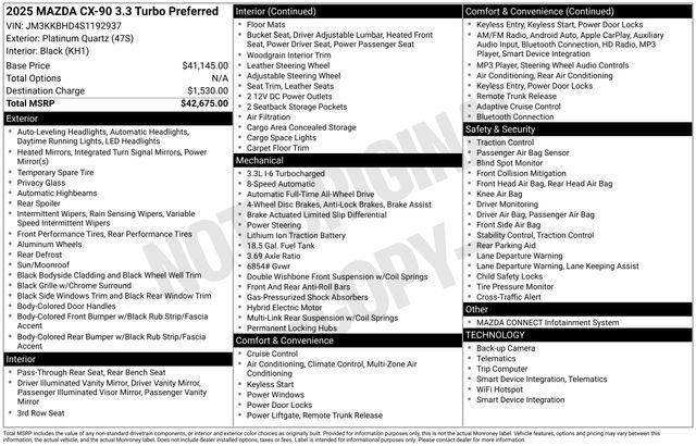2025 Mazda Mazda CX-90 Preferred Package