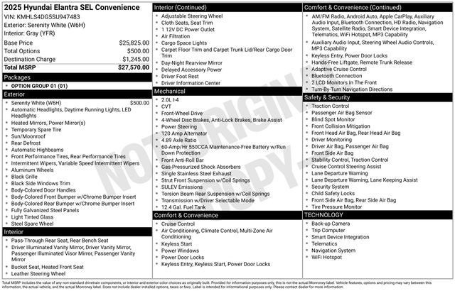 2025 Hyundai Elantra SEL Convenience