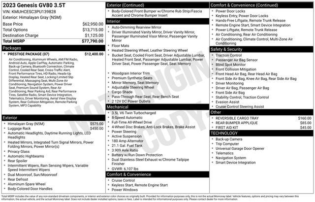 2023 Genesis GV80 3.5T AWD