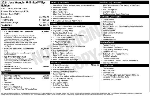 2021 Jeep Wrangler Unlimited Willys