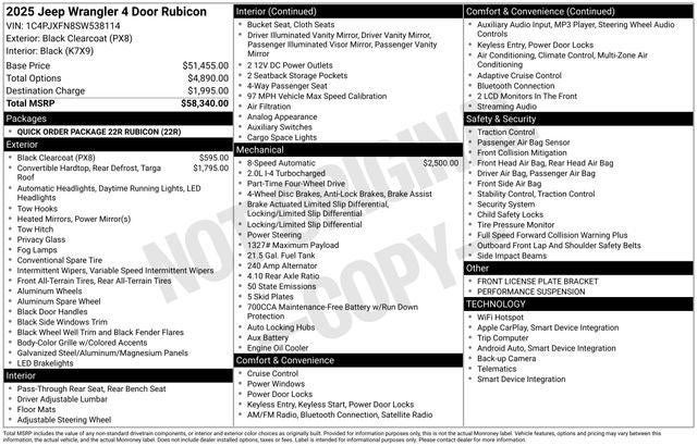 2025 Jeep Wrangler 4-Door Rubicon 4x4