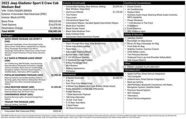 2023 Jeep Gladiator Sport S 4x4