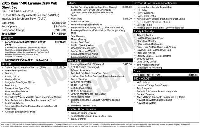 2025 RAM 1500 Laramie Crew Cab 4x4 5'7' Box