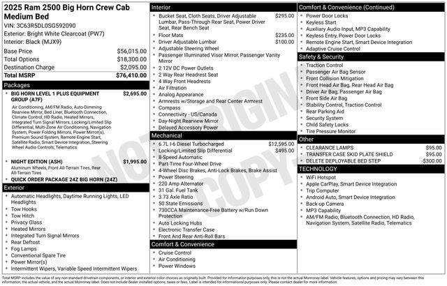 2025 RAM 2500 Big Horn Crew Cab 4x4 6'4' Box