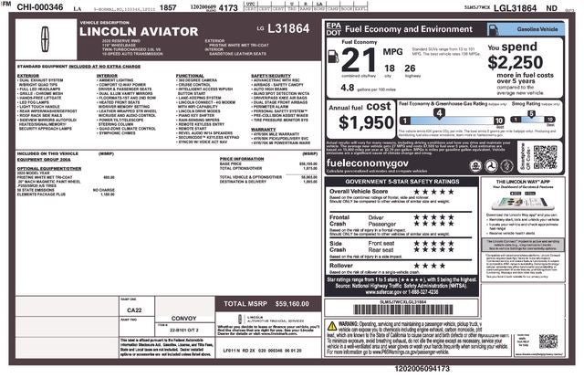 2020 Lincoln Aviator Reserve