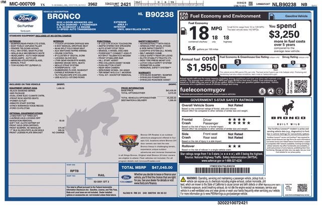 2022 Ford Bronco Black Diamond