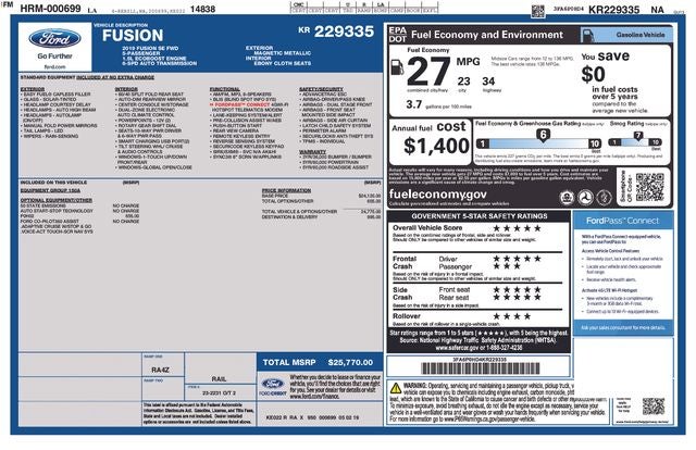 2019 Ford Fusion SE