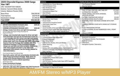 2025 Chevrolet Express 3500 Work Van Cargo