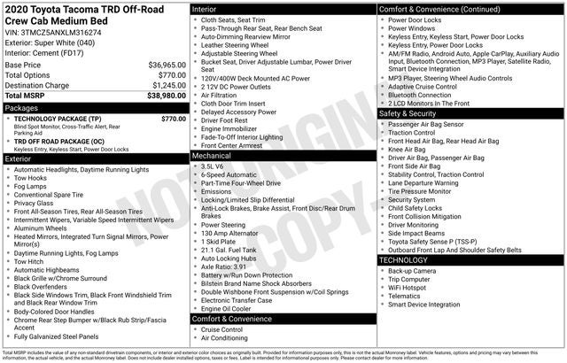 2020 Toyota Tacoma TRD Off-Road V6