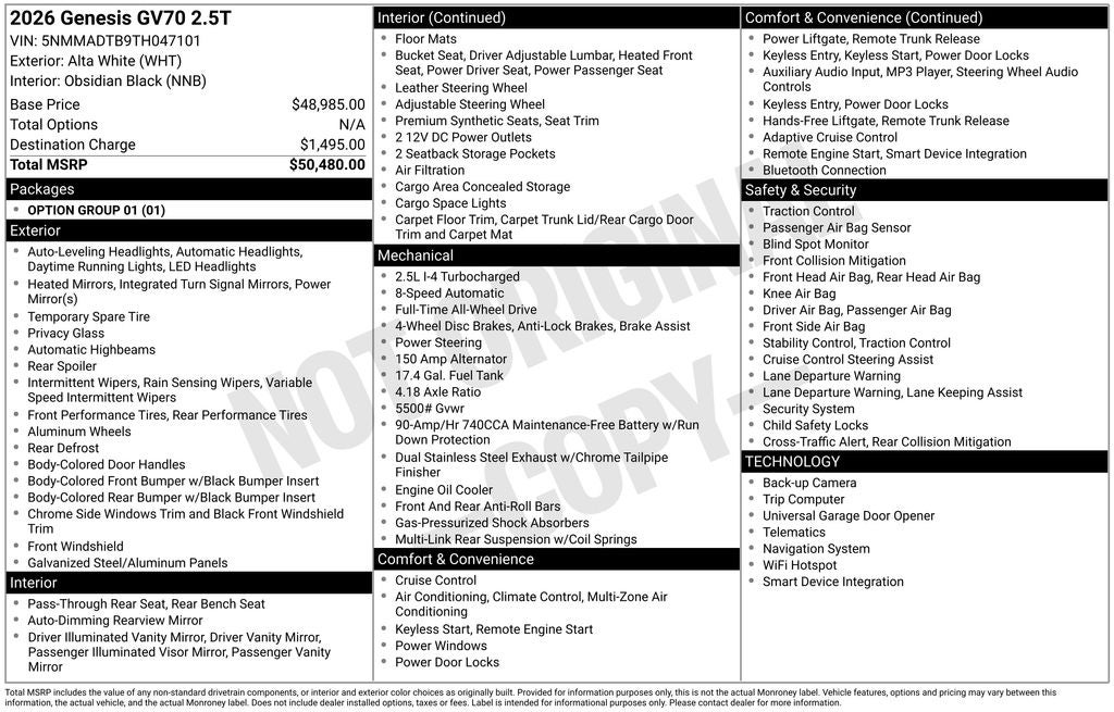 2026 Genesis GV70 2.5T