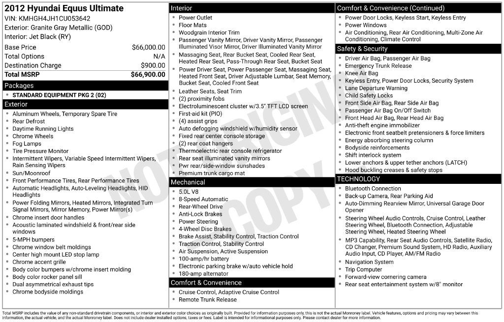 2012 Hyundai Equus Ultimate