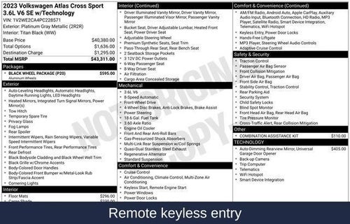 2023 Volkswagen Atlas Cross Sport 3.6L V6 SE w/Technology