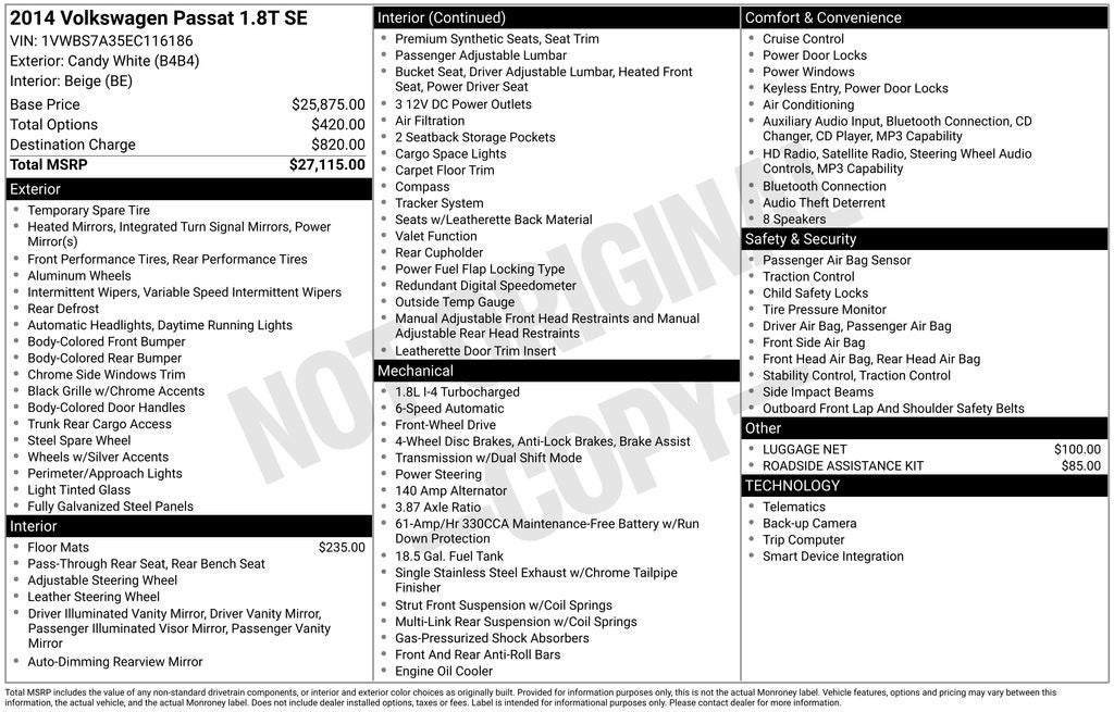 2014 Volkswagen Passat 1.8T SE