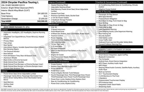 2024 Chrysler Pacifica Touring L