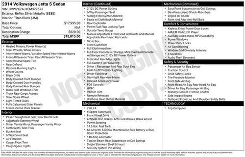 2014 Volkswagen Jetta 2.0L S