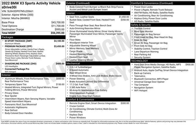 2022 BMW X3 sDrive30i