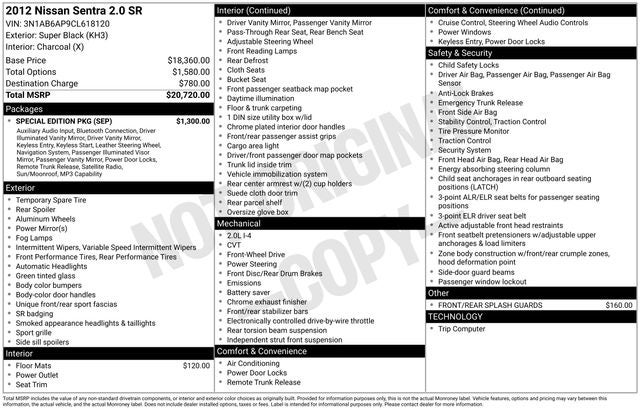 2012 Nissan Sentra 2.0 SR