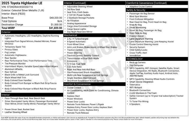 2025 Toyota Highlander LE
