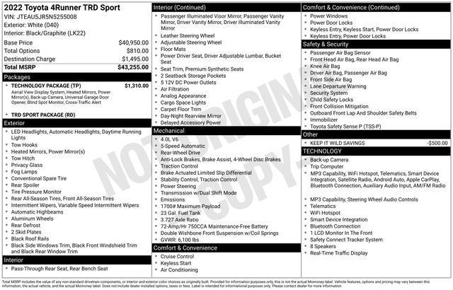 2022 Toyota 4Runner TRD Sport