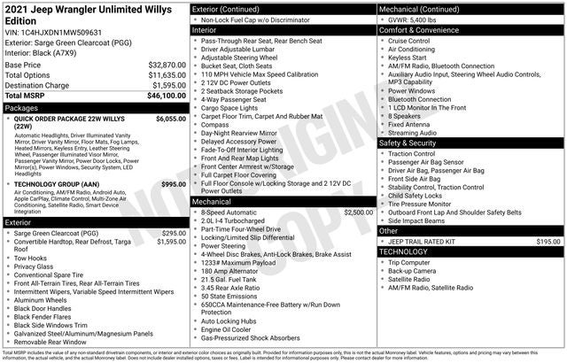 2021 Jeep Wrangler Unlimited Willys